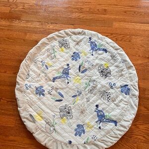 Whimsical Cream and Blue Quilted Blanket